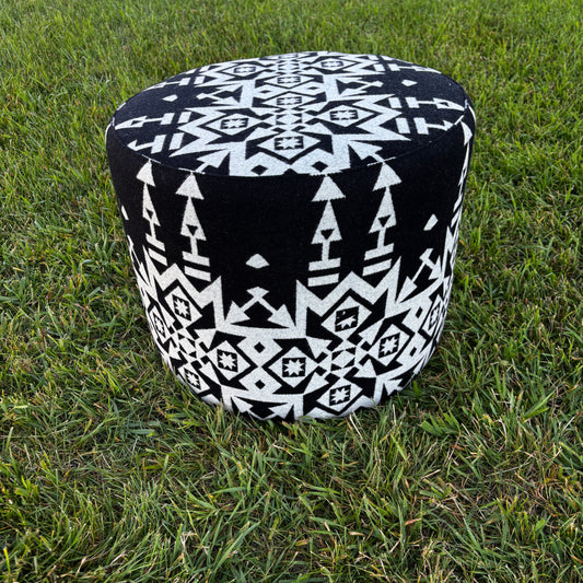 Handmade Black and White Ottoman | Pendleton Wool Upholstery | Made in Alberta 2