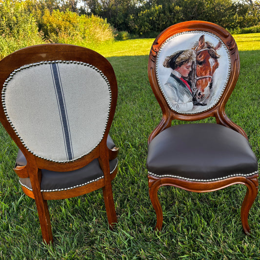 Harrison Fisher Equestrian Art Chairfrant and back
