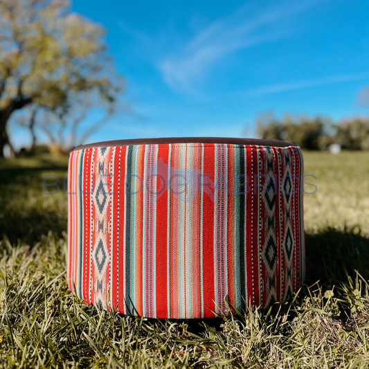 Southwestern Serape Upholstered Round Ottoman