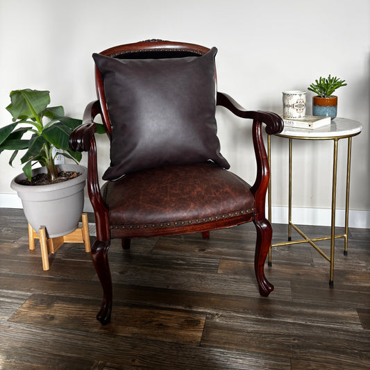 Overall Black Throw Pillow Back Faux Leather