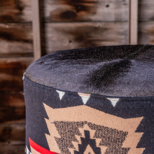 Pendleton® All Over Black with Black Hair on Hide Ottoman – Made in Canada