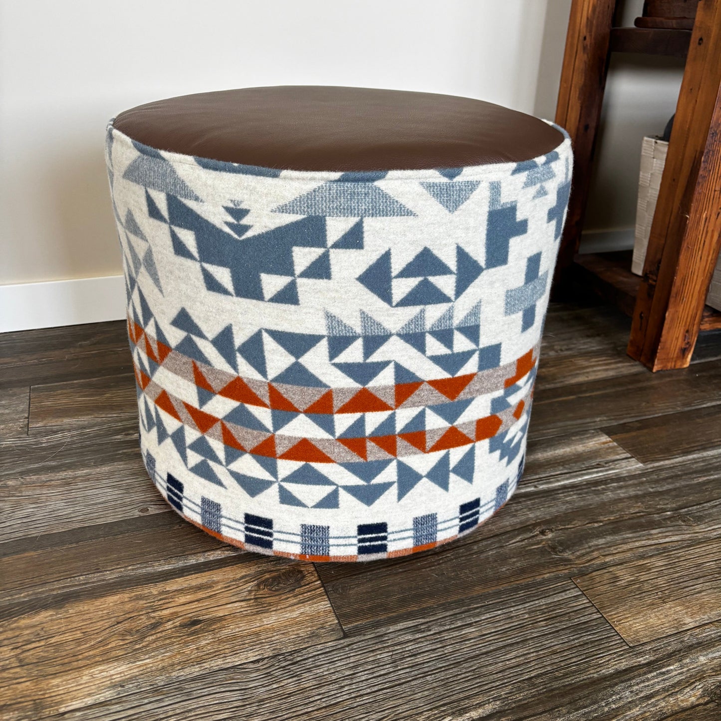 Pendleton® Blue Ridge & Full Grain Leather Ottoman – Handcrafted in Canada