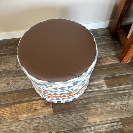 Pendleton® Blue Ridge & Full Grain Leather Ottoman – Handcrafted in Canada