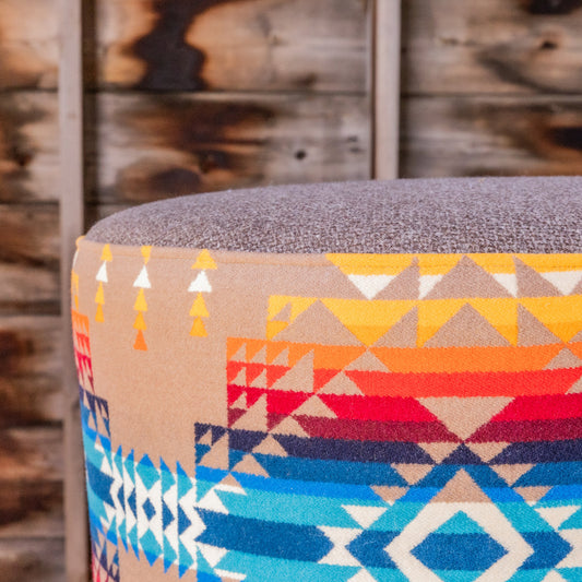 Pendleton® Pilot Rock Wool Ottoman with brown wool top