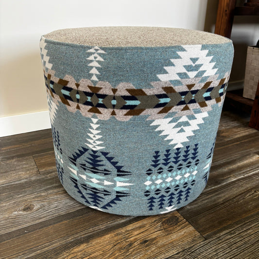 Pendleton® Rancho Arroyo Ottoman with Organic Oatmeal Coloured Wool Top
