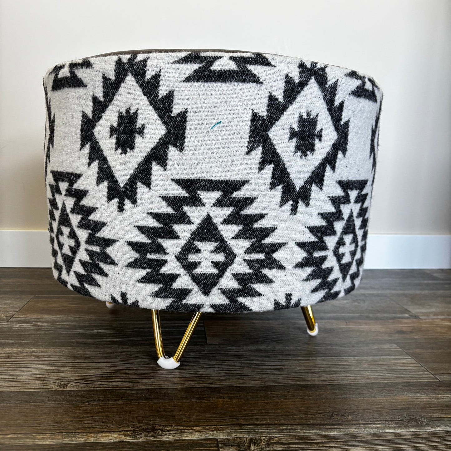 Handmade Aztec Fabric Ottoman – Faux Leather Top
