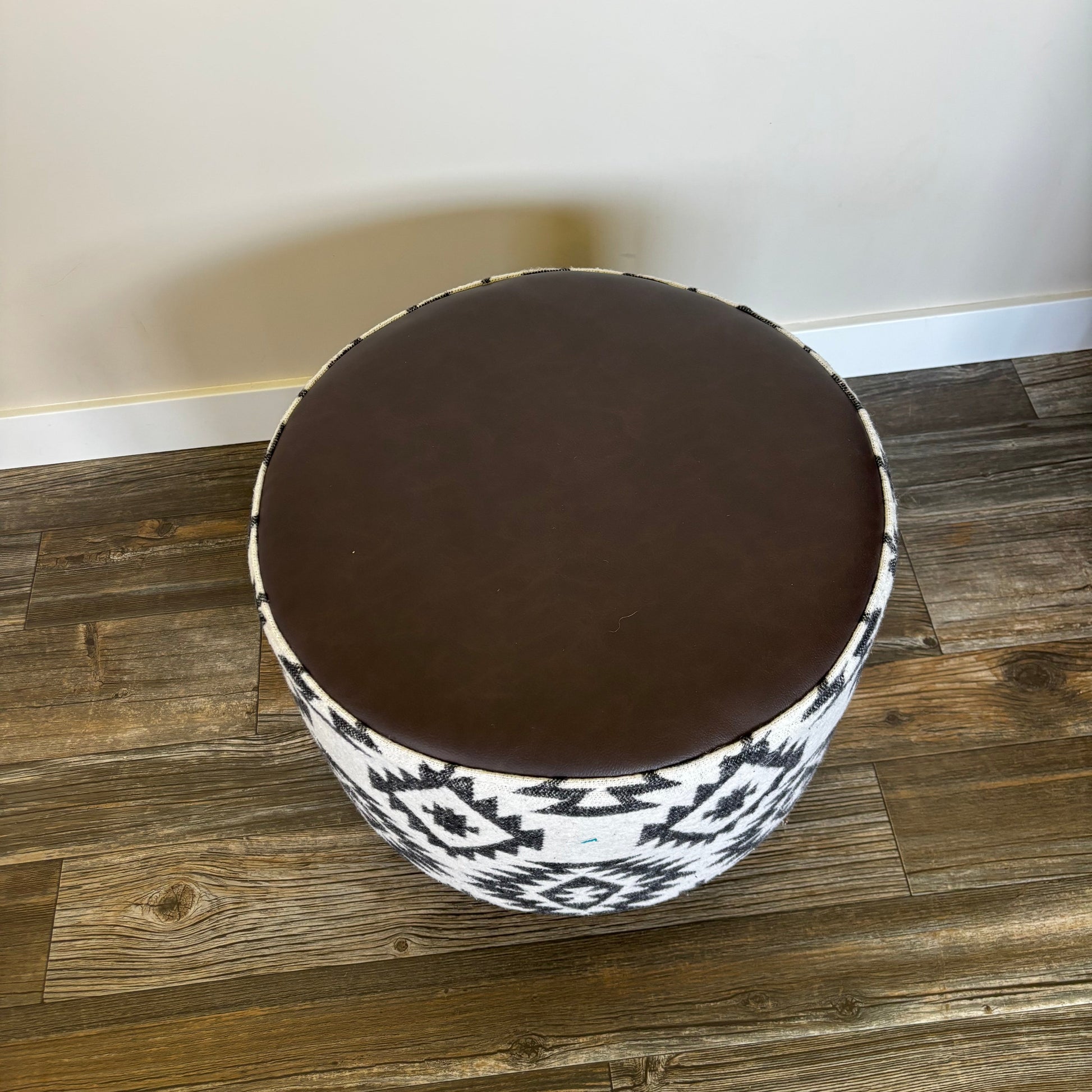 Handmade Aztec Fabric Ottoman – Faux Leather Top top