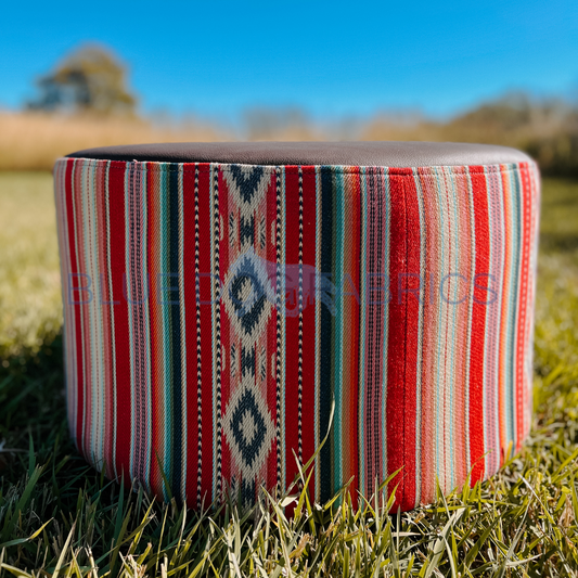 Southwestern Serape Upholstered Round Ottoman