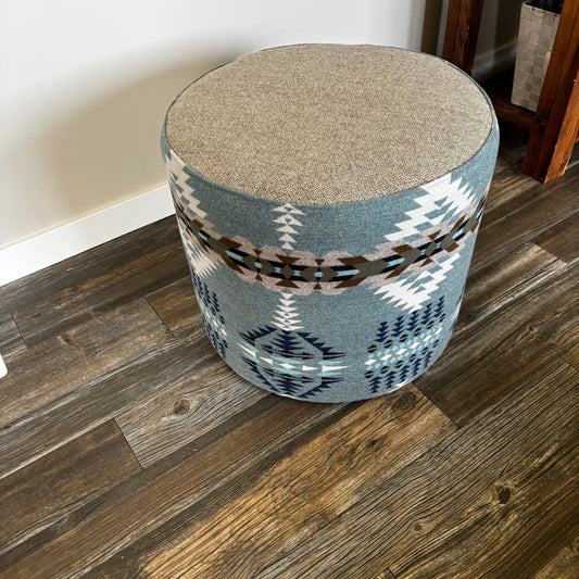 Pendleton® Rancho Arroyo Ottoman with Organic Oatmeal Coloured Wool Top
