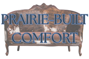 Thumbnail showing leather and cowhide sofa with the word reclaim